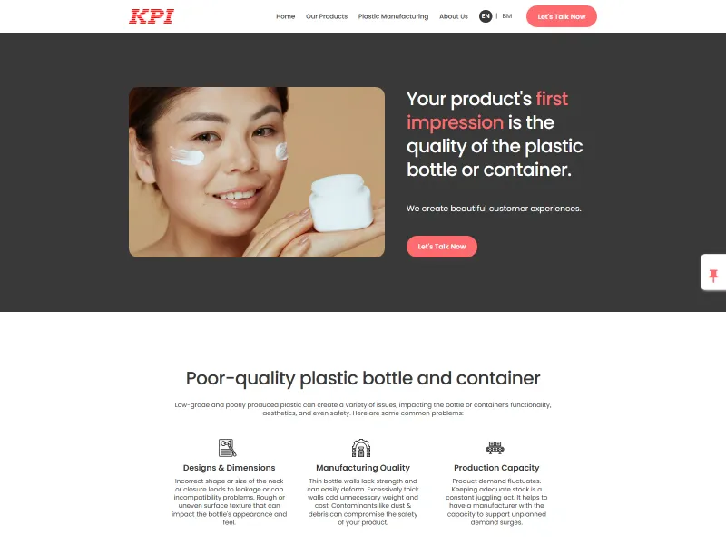 Screenshot of the KPI Plastic app