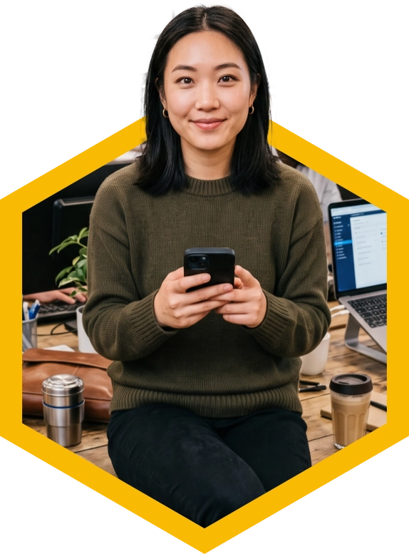 AI-powered assistant helping a business owner